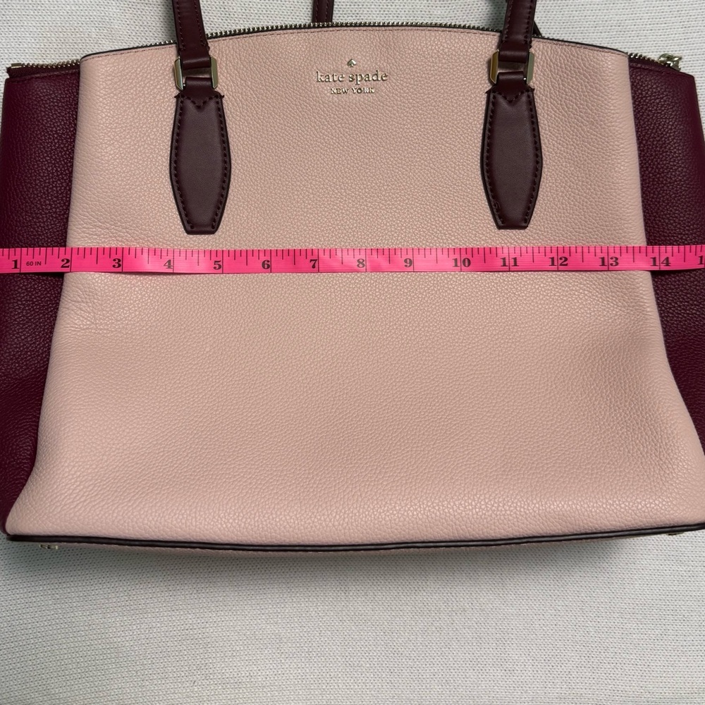 Kate Spade Monet Large Compartment Tote – Leather Pink Burgundy Shoulder Bag - Picture 16 of 17